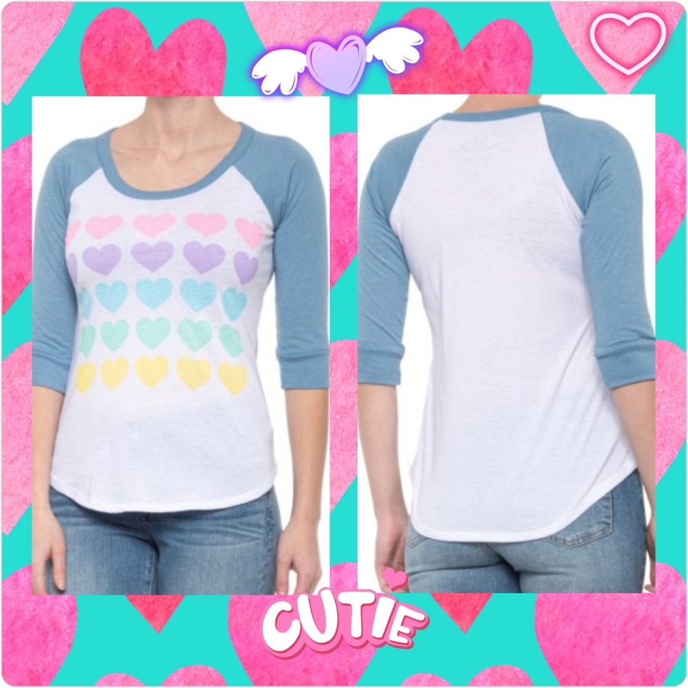 Chaser Rainbow Hearts Vintage Jersey Baseball Tee